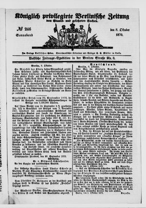 Königlich privilegirte Berlinische Zeitung von Staats- und gelehrten Sachen vom 08.10.1870