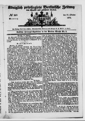 Königlich privilegirte Berlinische Zeitung von Staats- und gelehrten Sachen vom 10.10.1870