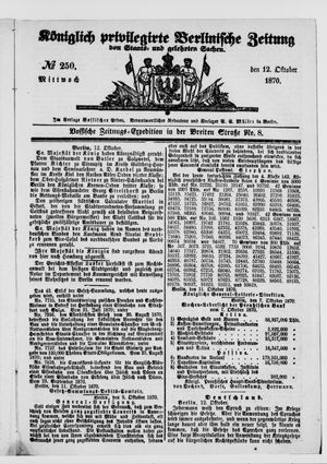 Königlich privilegirte Berlinische Zeitung von Staats- und gelehrten Sachen vom 12.10.1870