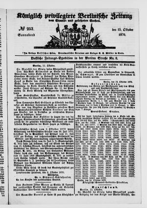 Königlich privilegirte Berlinische Zeitung von Staats- und gelehrten Sachen vom 15.10.1870