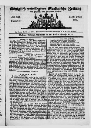Königlich privilegirte Berlinische Zeitung von Staats- und gelehrten Sachen vom 29.10.1870