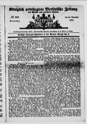 Königlich privilegirte Berlinische Zeitung von Staats- und gelehrten Sachen vom 24.11.1870