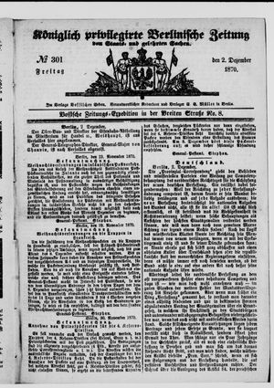 Königlich privilegirte Berlinische Zeitung von Staats- und gelehrten Sachen vom 02.12.1870