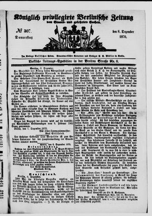 Königlich privilegirte Berlinische Zeitung von Staats- und gelehrten Sachen vom 08.12.1870