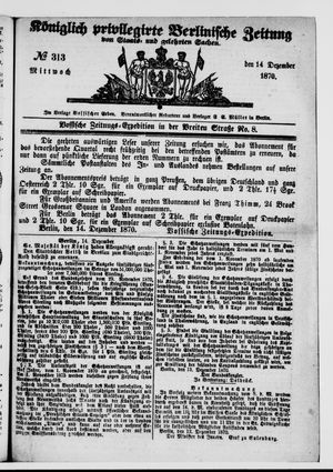 Königlich privilegirte Berlinische Zeitung von Staats- und gelehrten Sachen on Dec 14, 1870