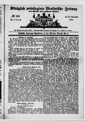 Königlich privilegirte Berlinische Zeitung von Staats- und gelehrten Sachen vom 28.12.1870
