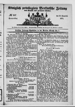 Königlich privilegirte Berlinische Zeitung von Staats- und gelehrten Sachen vom 29.12.1870