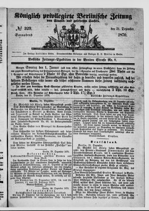 Königlich privilegirte Berlinische Zeitung von Staats- und gelehrten Sachen vom 31.12.1870