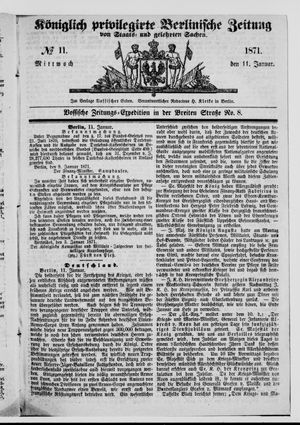 Königlich privilegirte Berlinische Zeitung von Staats- und gelehrten Sachen on Jan 11, 1871