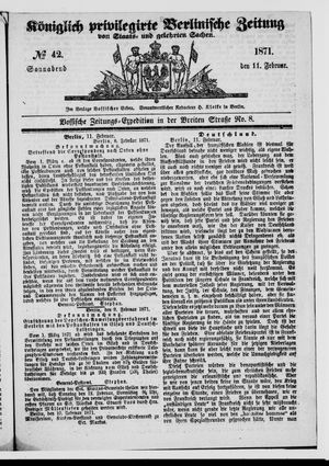 Königlich privilegirte Berlinische Zeitung von Staats- und gelehrten Sachen vom 11.02.1871