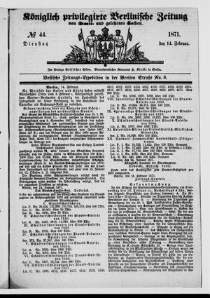 Königlich privilegirte Berlinische Zeitung von Staats- und gelehrten Sachen vom 14.02.1871