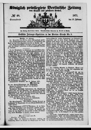 Königlich privilegirte Berlinische Zeitung von Staats- und gelehrten Sachen vom 18.02.1871