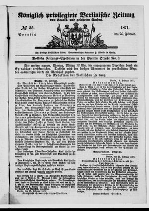 Königlich privilegirte Berlinische Zeitung von Staats- und gelehrten Sachen vom 26.02.1871
