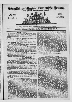 Königlich privilegirte Berlinische Zeitung von Staats- und gelehrten Sachen vom 07.03.1871