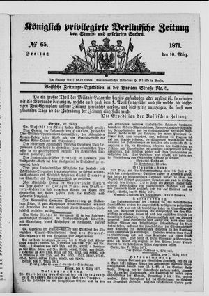 Königlich privilegirte Berlinische Zeitung von Staats- und gelehrten Sachen vom 10.03.1871