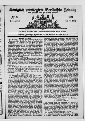 Königlich privilegirte Berlinische Zeitung von Staats- und gelehrten Sachen on Mar 18, 1871