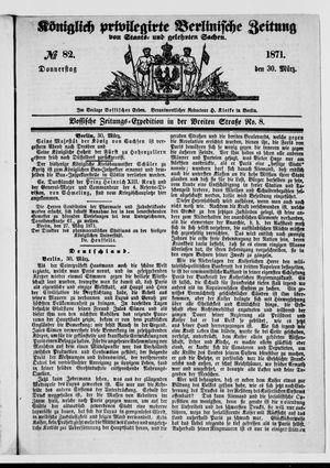 Königlich privilegirte Berlinische Zeitung von Staats- und gelehrten Sachen vom 30.03.1871