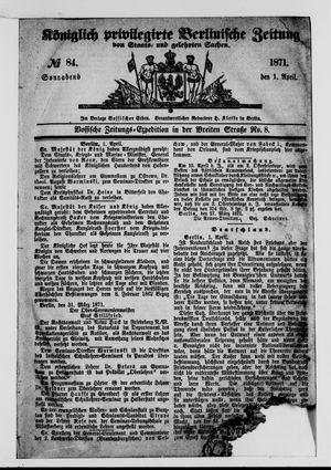 Königlich privilegirte Berlinische Zeitung von Staats- und gelehrten Sachen vom 01.04.1871