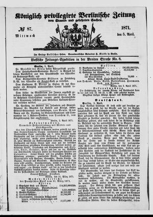 Königlich privilegirte Berlinische Zeitung von Staats- und gelehrten Sachen vom 05.04.1871