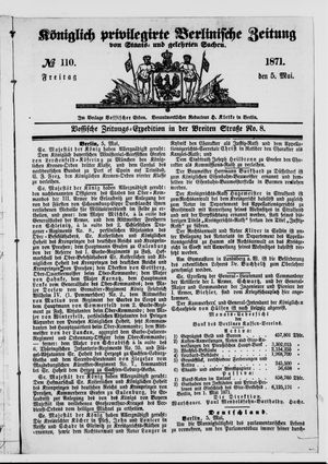 Königlich privilegirte Berlinische Zeitung von Staats- und gelehrten Sachen on May 5, 1871