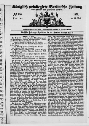 Königlich privilegirte Berlinische Zeitung von Staats- und gelehrten Sachen vom 12.05.1871