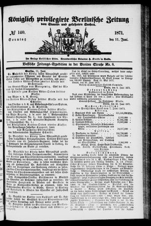 Königlich privilegirte Berlinische Zeitung von Staats- und gelehrten Sachen vom 11.06.1871