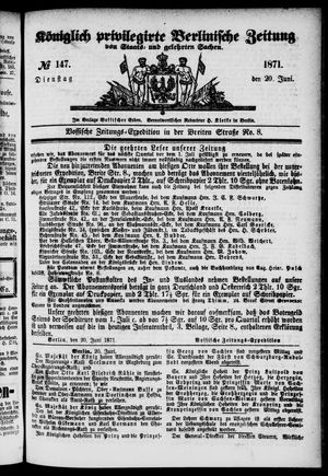 Königlich privilegirte Berlinische Zeitung von Staats- und gelehrten Sachen vom 20.06.1871