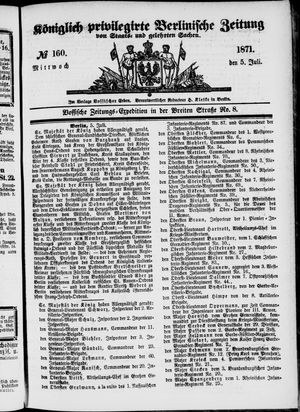 Königlich privilegirte Berlinische Zeitung von Staats- und gelehrten Sachen vom 05.07.1871