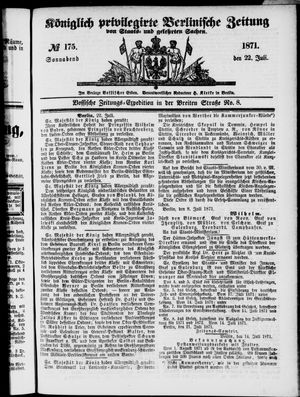 Königlich privilegirte Berlinische Zeitung von Staats- und gelehrten Sachen vom 22.07.1871