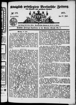 Königlich privilegirte Berlinische Zeitung von Staats- und gelehrten Sachen vom 27.07.1871