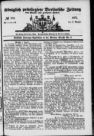 Königlich privilegirte Berlinische Zeitung von Staats- und gelehrten Sachen vom 02.08.1871