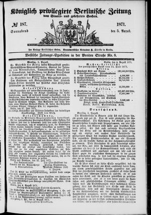 Königlich privilegirte Berlinische Zeitung von Staats- und gelehrten Sachen vom 05.08.1871
