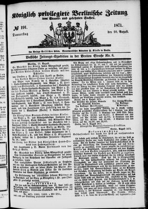 Königlich privilegirte Berlinische Zeitung von Staats- und gelehrten Sachen vom 10.08.1871