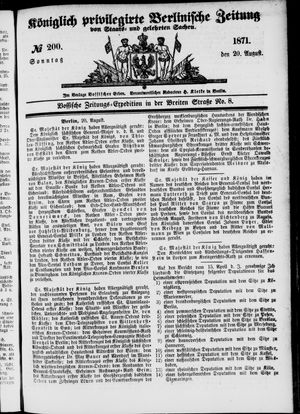 Königlich privilegirte Berlinische Zeitung von Staats- und gelehrten Sachen vom 20.08.1871
