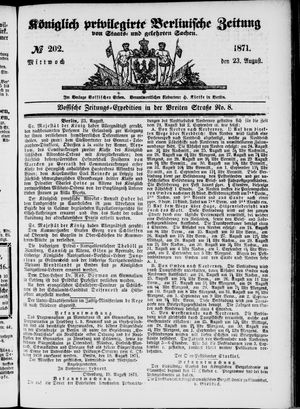Königlich privilegirte Berlinische Zeitung von Staats- und gelehrten Sachen vom 23.08.1871