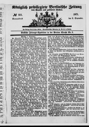 Königlich privilegirte Berlinische Zeitung von Staats- und gelehrten Sachen vom 02.09.1871