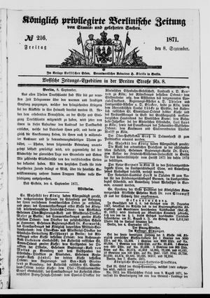 Königlich privilegirte Berlinische Zeitung von Staats- und gelehrten Sachen vom 08.09.1871