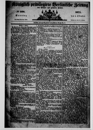 Königlich privilegirte Berlinische Zeitung von Staats- und gelehrten Sachen vom 01.10.1871