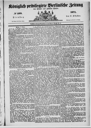 Königlich privilegirte Berlinische Zeitung von Staats- und gelehrten Sachen vom 17.10.1871