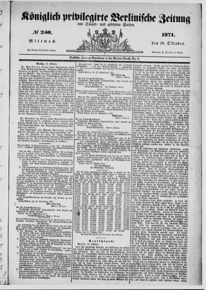 Königlich privilegirte Berlinische Zeitung von Staats- und gelehrten Sachen vom 18.10.1871
