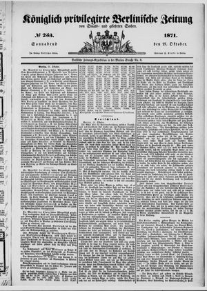 Königlich privilegirte Berlinische Zeitung von Staats- und gelehrten Sachen vom 21.10.1871