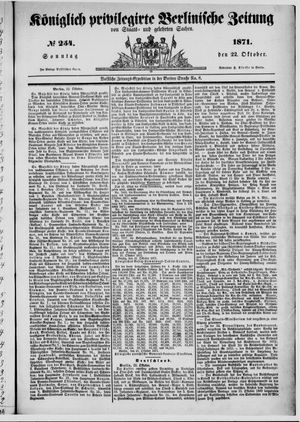 Königlich privilegirte Berlinische Zeitung von Staats- und gelehrten Sachen vom 22.10.1871
