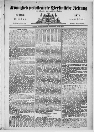 Königlich privilegirte Berlinische Zeitung von Staats- und gelehrten Sachen vom 24.10.1871