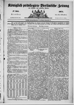 Königlich privilegirte Berlinische Zeitung von Staats- und gelehrten Sachen vom 31.10.1871