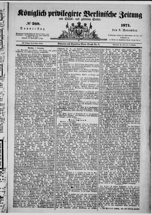 Königlich privilegirte Berlinische Zeitung von Staats- und gelehrten Sachen vom 09.11.1871