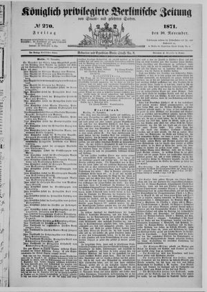 Königlich privilegirte Berlinische Zeitung von Staats- und gelehrten Sachen vom 10.11.1871
