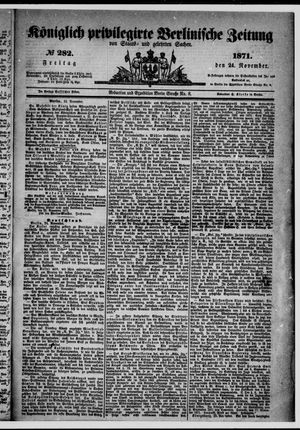 Königlich privilegirte Berlinische Zeitung von Staats- und gelehrten Sachen vom 24.11.1871