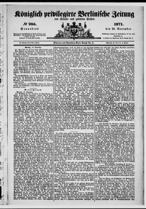 Königlich privilegirte Berlinische Zeitung von Staats- und gelehrten Sachen vom 25.11.1871