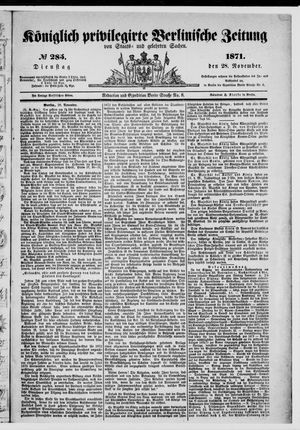 Königlich privilegirte Berlinische Zeitung von Staats- und gelehrten Sachen on Nov 28, 1871