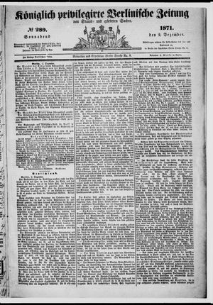 Königlich privilegirte Berlinische Zeitung von Staats- und gelehrten Sachen vom 02.12.1871
